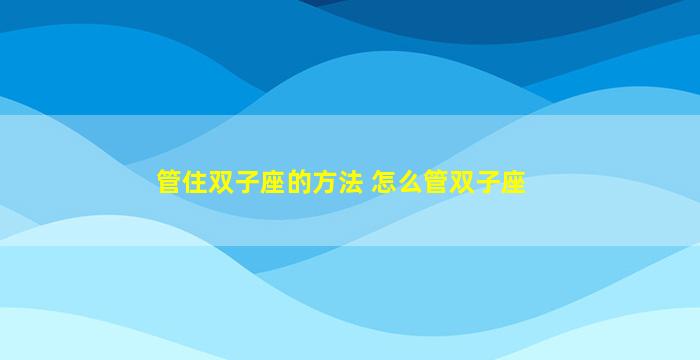 管住双子座的方法 怎么管双子座